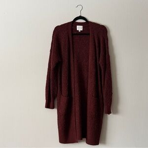 Pink Rose Burgundy Open-Front Cardigan